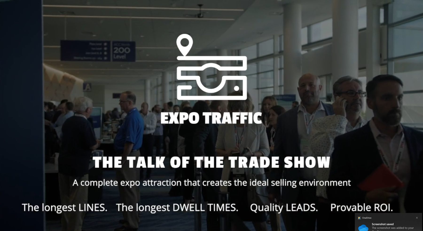 Wide view of the headshot lounge queue at an Anaheim trade show